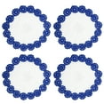 thumbnail image 1 of Fabric Coasters, 4pack 8" - Cotton Woven Crochet Doilies, Lace Embroidery Cup Mat with Floral Pattern (Dark Blue), 1 of 5