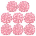 thumbnail image 1 of Fabric Coasters, 8pack 4" - Cotton Woven Crochet Doilies, Lace Embroidery Cup Mat with Floral Pattern (Pink), 1 of 5