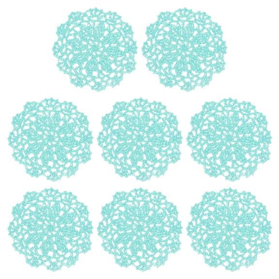 Fabric Coasters, 8pcs 4" - Cotton Woven Crochet Doilies, Lace Embroidery Cup Mat with Floral Pattern for Wedding Party Decoration (Light Mint Green)
