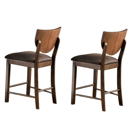 Fabric Counter Height Chair with Sloped Open Back,Set of 2, Walnut Brown