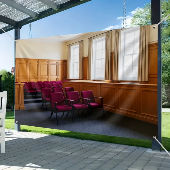 Fabric Courtroom Backdrop Interior Conference Room European Archiculture Courtroom Seats of The Jury Box Background Courtroom Party Decorations Photo Props
