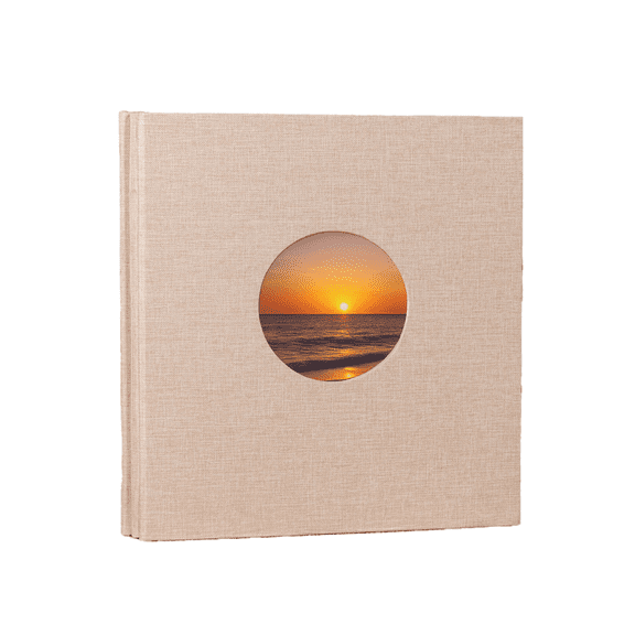 Fabric Cover Self-Adhesive Photo Album, 9" Large Square Scrapbook with Window, 40 Pages Peel & Stick Memory Book for Wedding, Baby, Family & Travel Photos