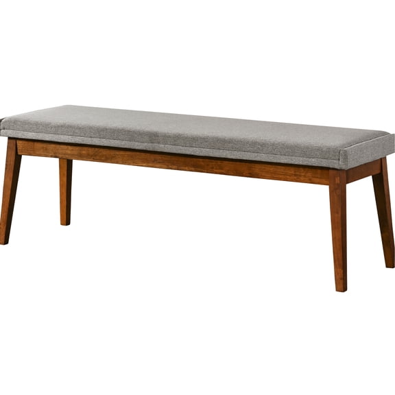 Fabric Covered Bench In Ash Grey And Solid Wood Frame Gray Upholstered With Foam
