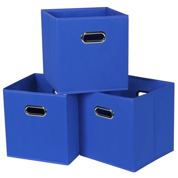Fabric Cube Storage Bins Dark Blue 3 Pack