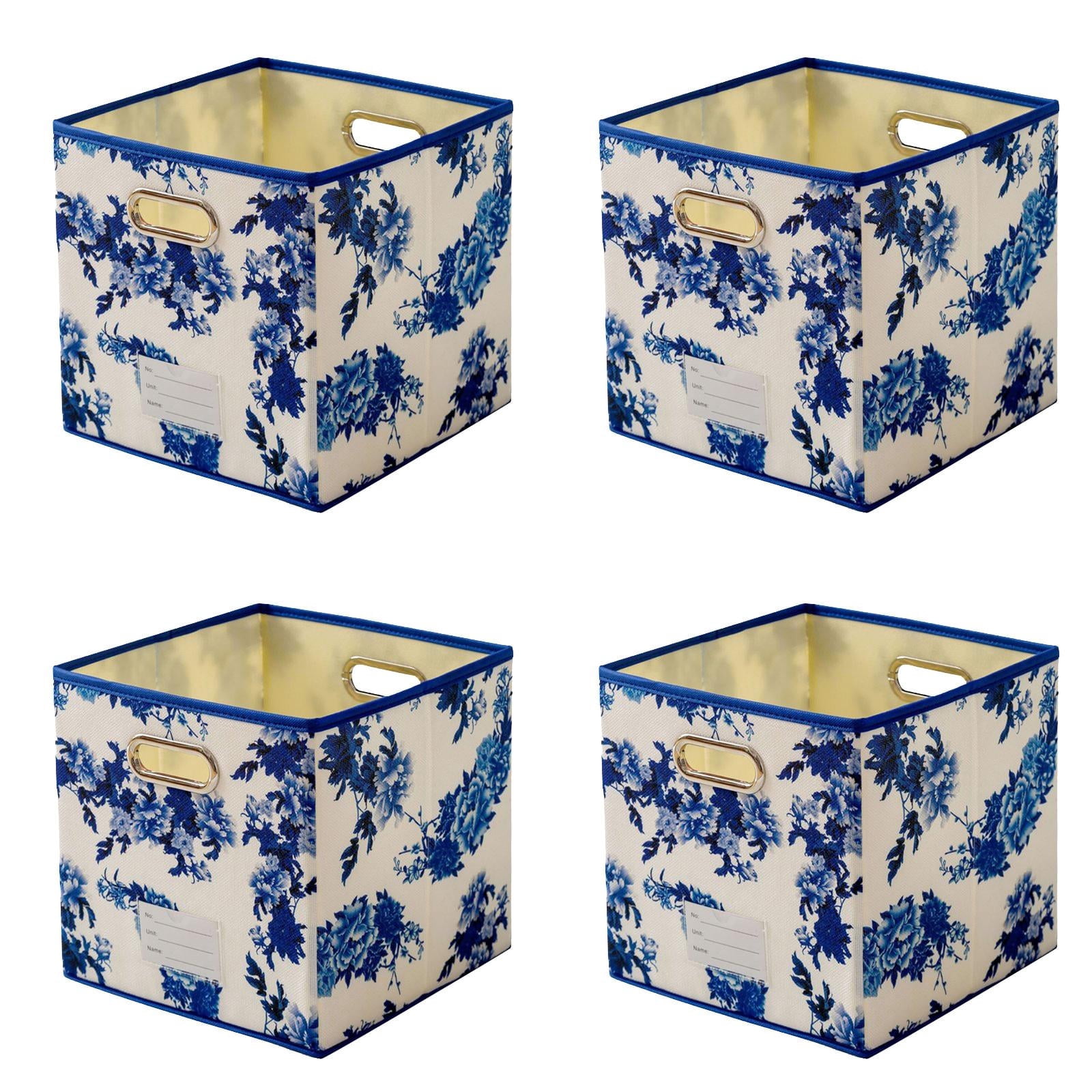 Fabric Cube Storage Bins For Girl Dirm,Stackable Storage Bins,Storage Cube Bins, 11X11  Storage Cube Bins,Foldable Fabric Cube Storage Bins, Toy Chests And Toy Storage Organization Containers Blue*4