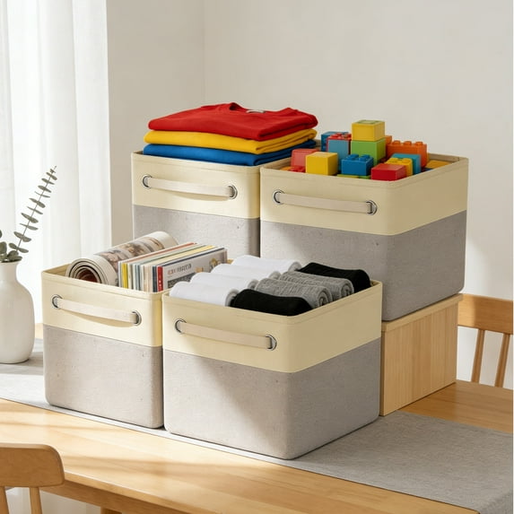 Fabric Cube Storage Bins, Small 4 Pack 12.2x8.3x4.7 Storage Cubes Baskets for Shelves, Decorative Storage Boxes for Organizing Shelves