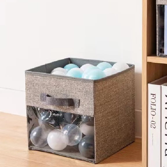 Fabric Cube Storage Box Transparent Storage Box for Closet Foldable Storage Box B