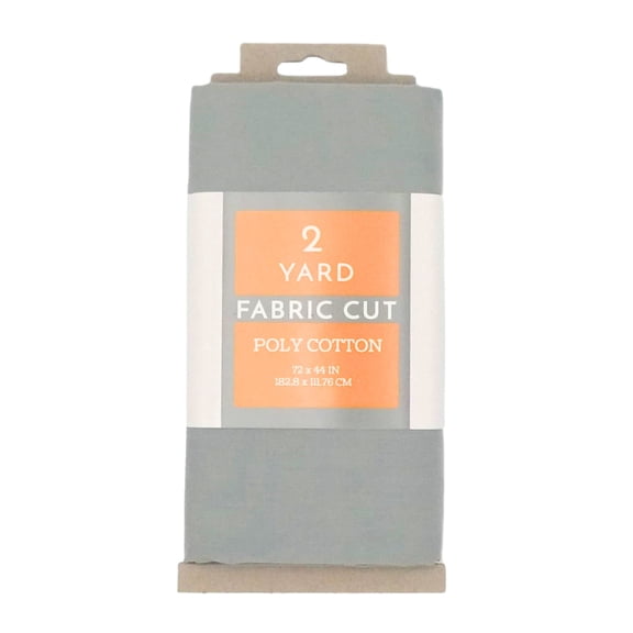 Shason Textile 2 Yard Cut Poly Cotton Fabric, Gray, 44" Wide for Craft & Quilting Projects