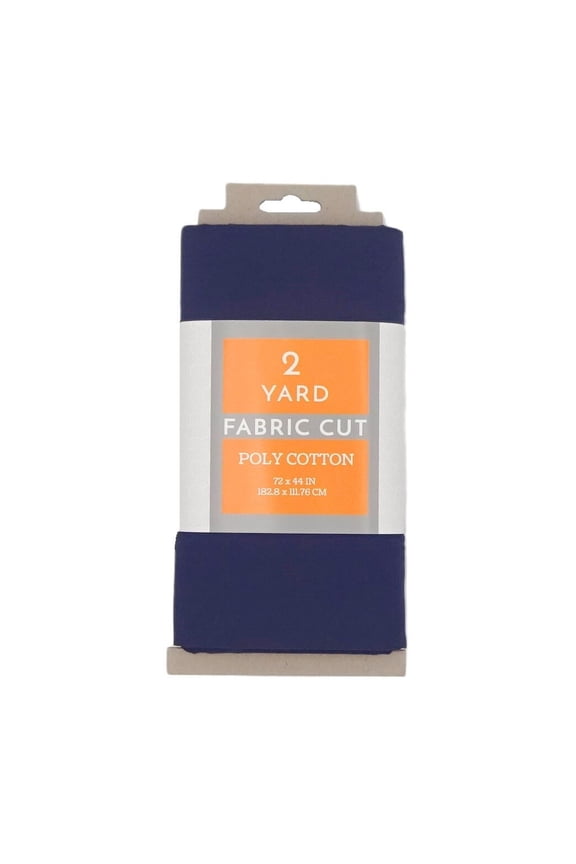 2 Yard Cut Poly Cotton Fabric, Navy, 44" Wide for Craft & Quilting Projects