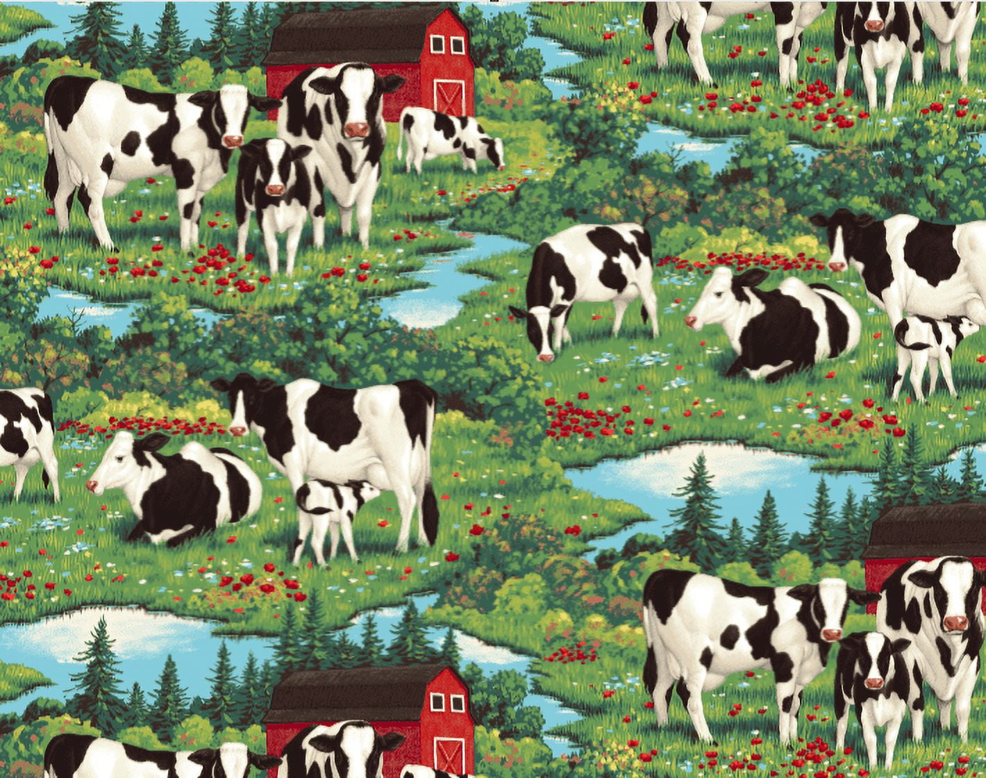 Fabric Cuts COWS GREEN