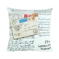 thumbnail image 1 of Fabric Decorative Pillow with Postcard Prints, White - Saltoro Sherpi, 1 of 5