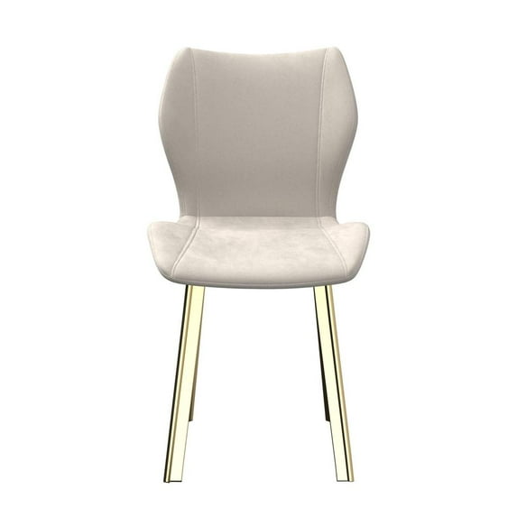 Fabric Dining Chair/Gold Legs Cream velvet Set of 4