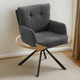 thumbnail image 1 of Fabric Dining Chair Set of 1 Modern Upholstered Swivel Dining Room Chairs Comfy Accent Armchair with Mid Back, Desk Arm Chair No Wheels for Kitchen/Living Room/Dining Room, Grey, 1 of 1