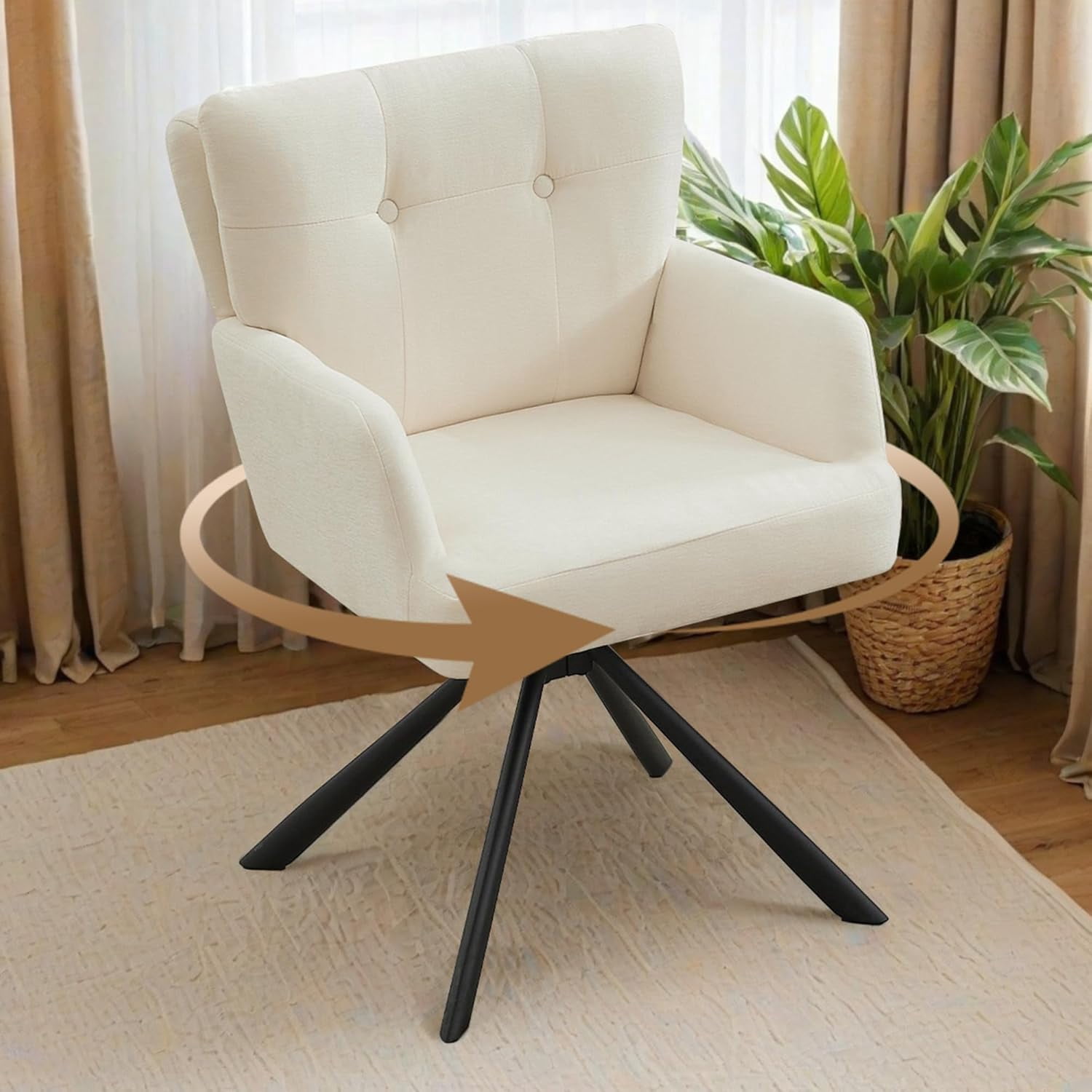 Fabric Dining Chair Set of 1 Modern Upholstered Swivel Dining Room ...