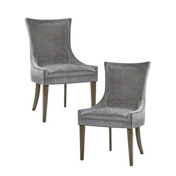 Fabric Dining Chairs Set of 2, INCLAKE Upholstered Dining Chairs with Armrest & Solid Wooden Legs, Accent Kitchen Chairs with Padded Seat-Flax Dark Gray in Fabric
