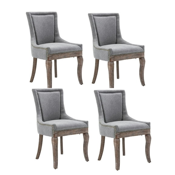 Rhomtree Modern Wood Solid Dining Side Chairs, Gray (Set of 4)