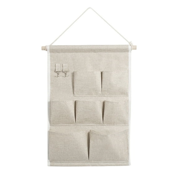 Fabric Door Hanging Storage Bag Wall Mounted Multi-Pocket Organizer with Jute Rope for Closet Dormitory Bedroom Home Organization and Small Items Storage