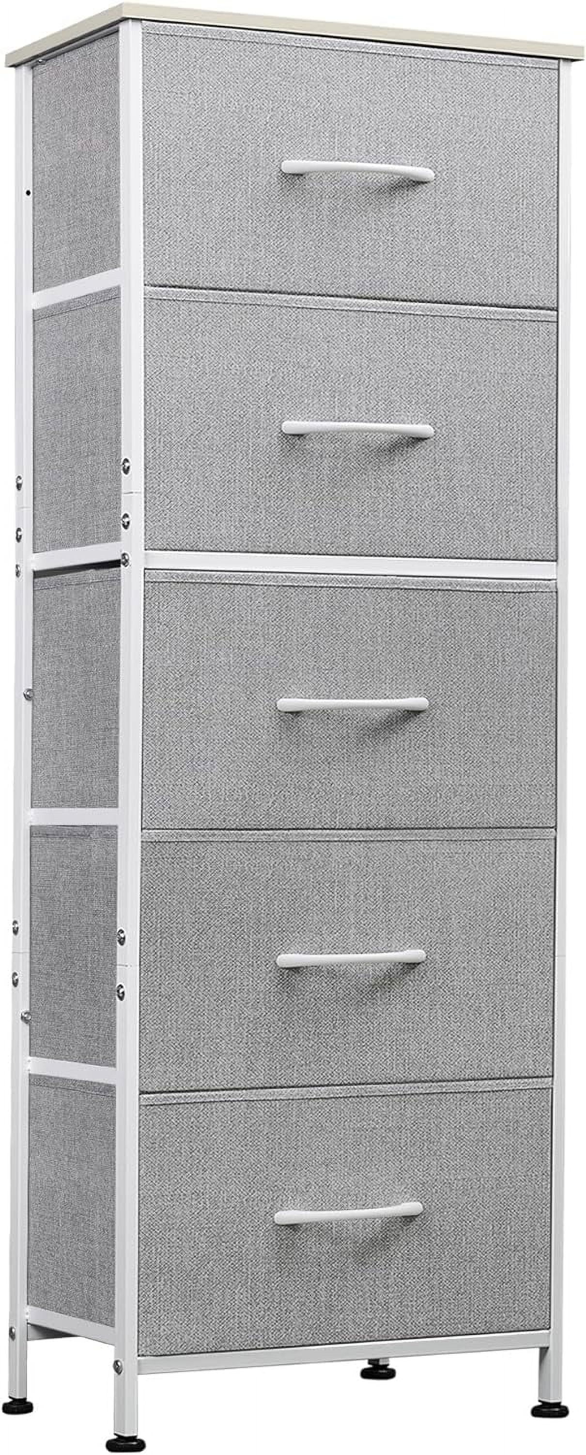 IMURZ Chest of Drawers,Fabric Storage Drawers wtih 5 Units Large Storage Space,Sturdy Steel Frame Chest of Drawers Bedroom for Living Room, Nursery