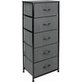 thumbnail image 1 of Fabric Dresser, 5-Drawer Tall Dressers for Bedroom, Storage Dresser Organizer with Fabric Bins, Wood Top, Sturdy Steel Frame, Chest of Drawers for Closet, Hallway,Black/Charcoal, 1 of 10