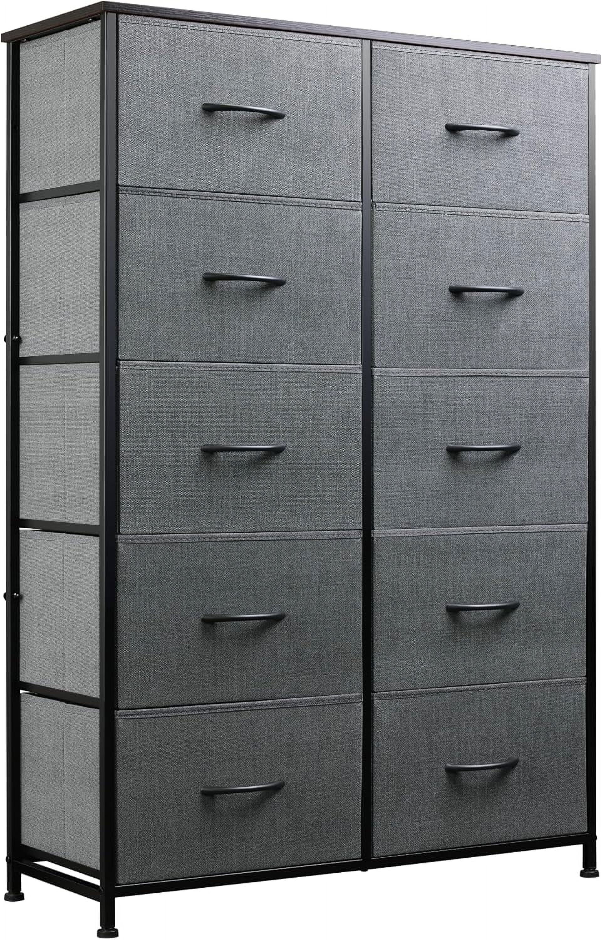 Fabric Dresser for Bedroom with 10 Drawers, Tall Chest of Drawers, Dark ...