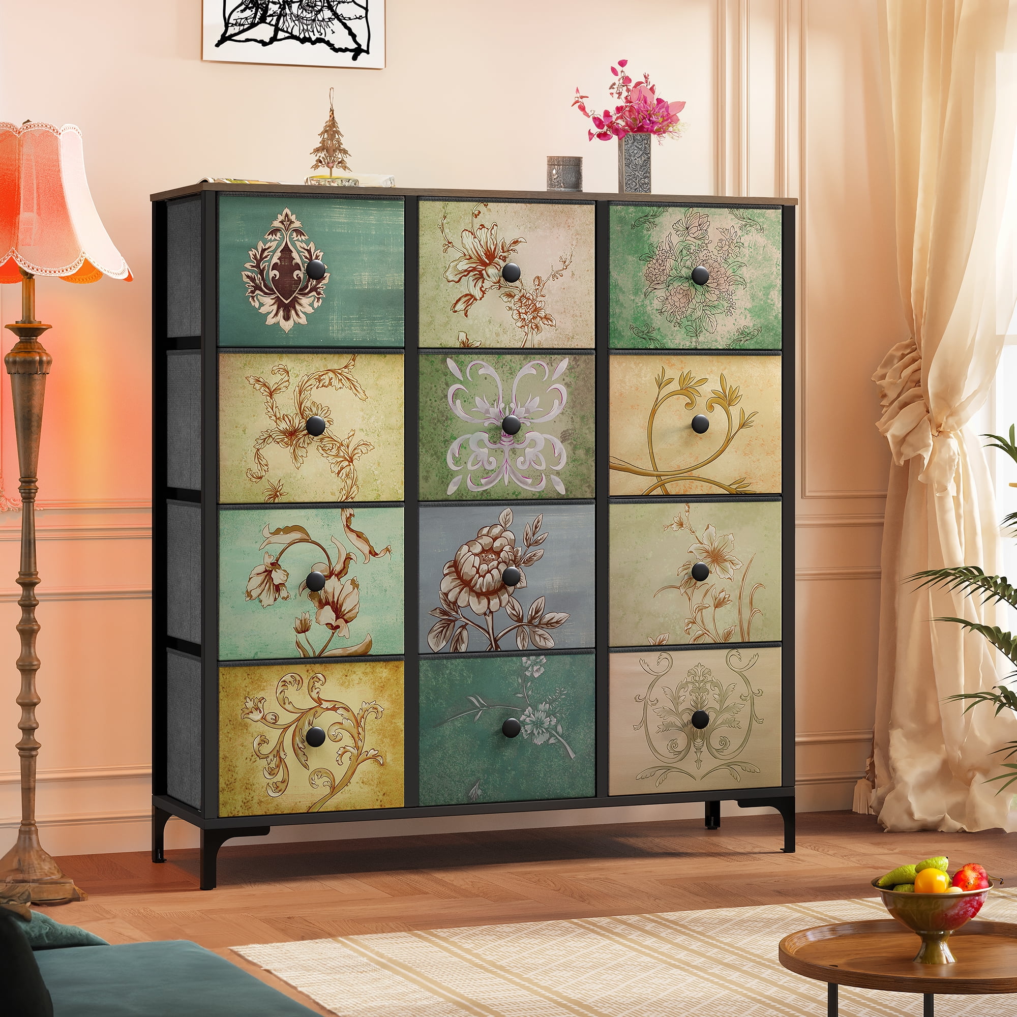 Fabric Dresser for Bedroom, Tall Dresser with 12 Drawers, Storage ...