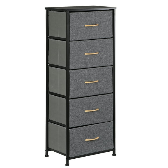 Fabric Dresser with 5 Drawers Storage Tower Cabinet Organizer Unit for Bedroom