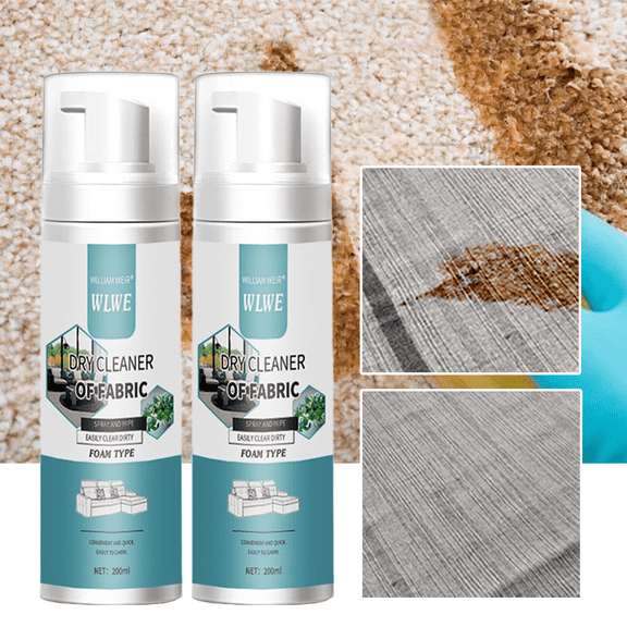 Fabric Dry Cleaner | Foam Type Upholstery Cleaner for Sofas, Car Seats, Curtains | 200ml 3-in-1 Cleaning, Antistatic & Deodorizing Spray | Quick Stain Removal