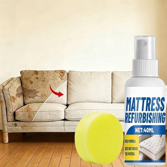 Fabric Dry Cleaner Set, No-Rinse Stain Remover for Sofa Pillow Curtains, Fabric Cleaning Solution with Sponge Wipe, Portable Refreshing Care for Textiles