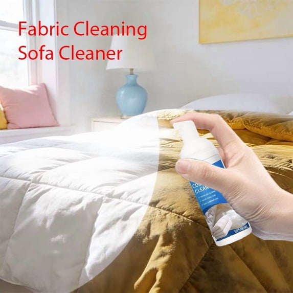 Fabric Dry Cleaning Foam 100ML Waterless Stain Remover for Mattresses Sofas Pillows Bedding, Multi-Fabric Upholstery Cleaner with Cloth, Portable No-Rinse Formula for Home Maintenance
