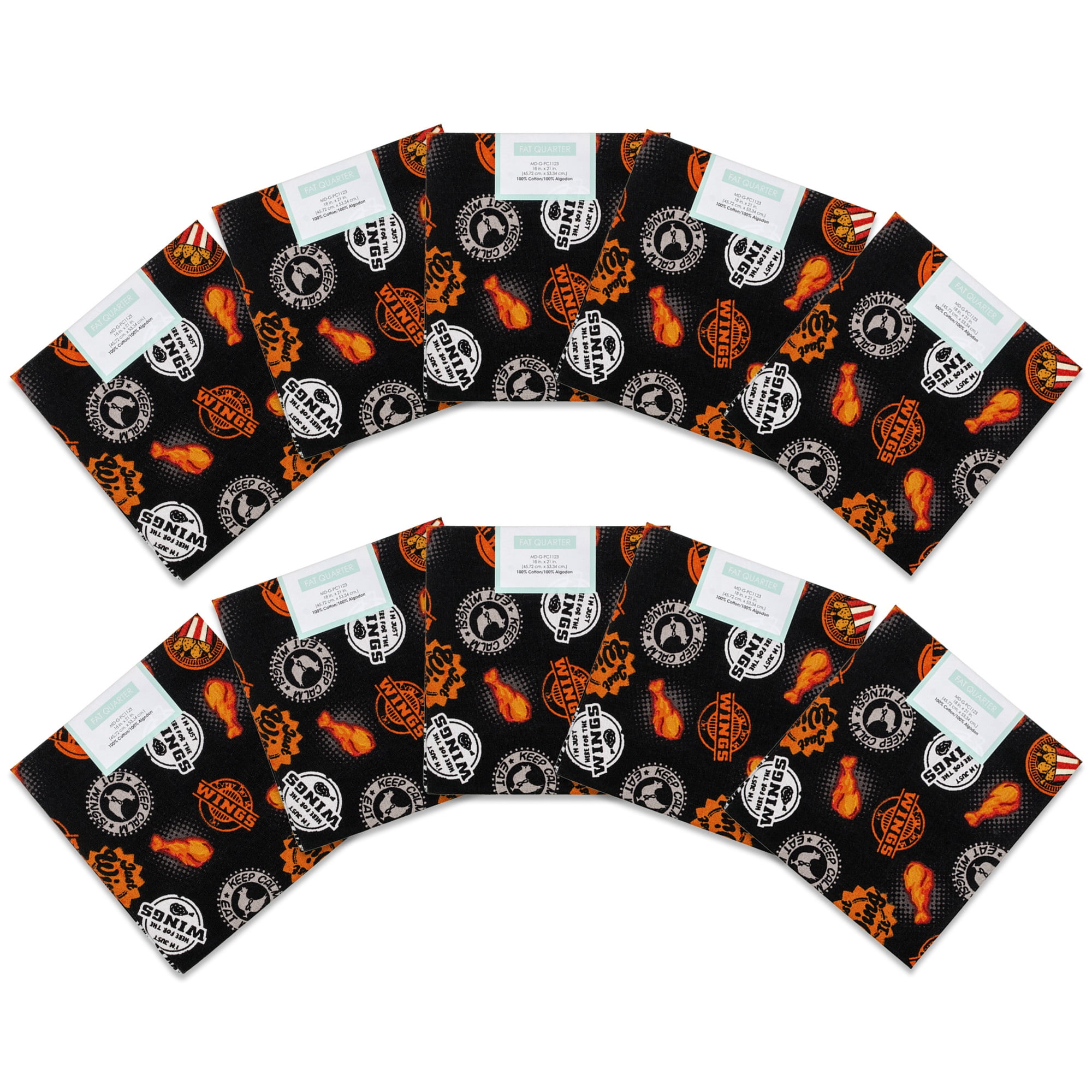Fabric Editions 18" x 21" 100% Cotton Wings Precut Sewing & Craft Fabric, Black 10 Pieces
