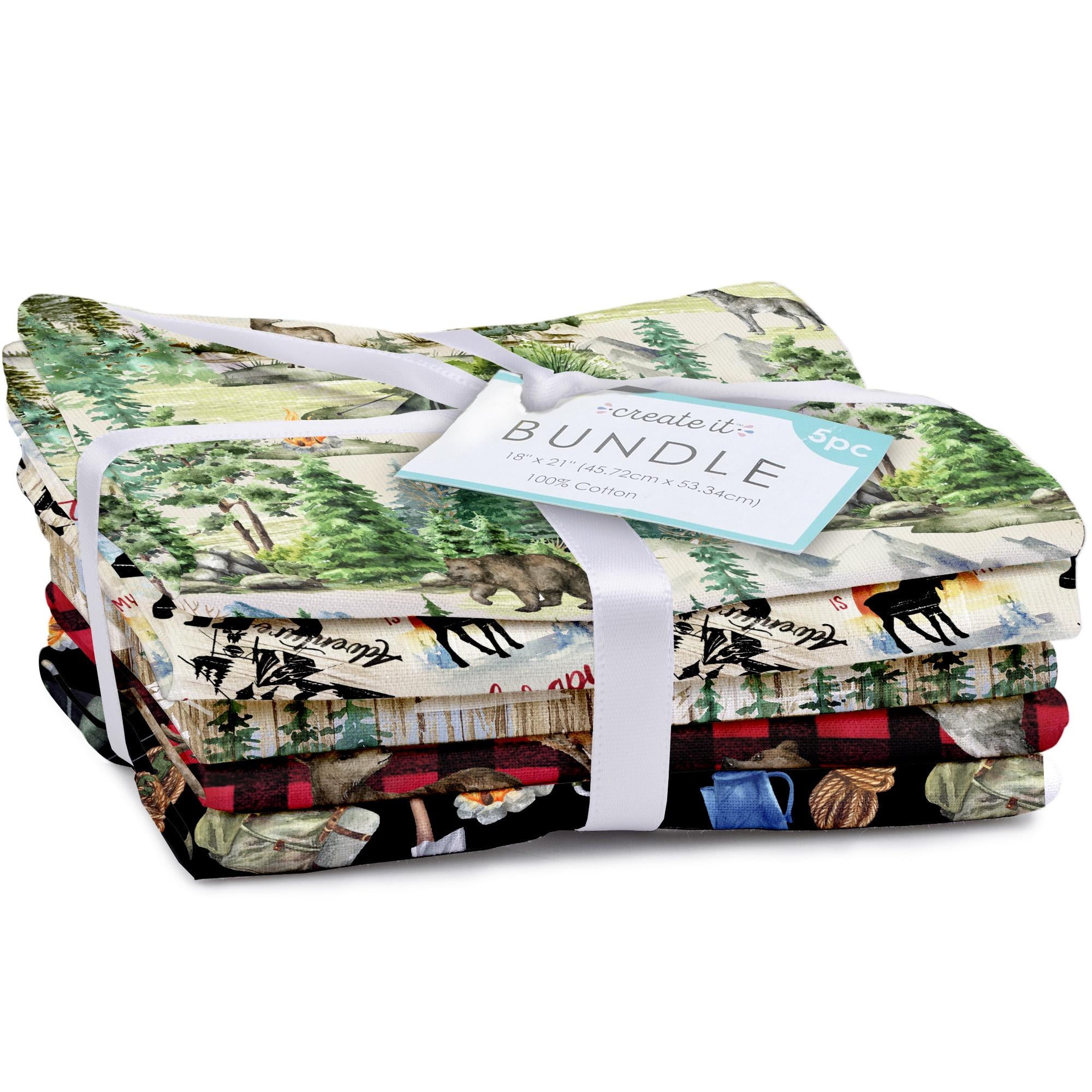 Fabric Editions 18"x21" 100% Cotton Fat Quarter Born to be Wild Precut Bundle, Multicolor 5 Piece