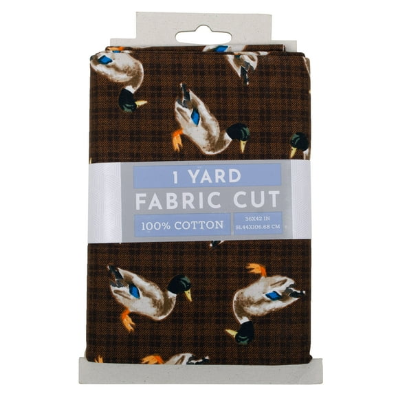 Fabric Editions 36" x 42" Cotton Lodge Ducks 1 Yard Precut Sewing & Craft Fabric, Brown 1 Piece