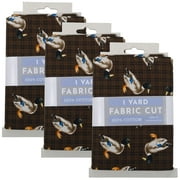 Fabric Editions 36" x 42" Cotton Lodge Ducks 1 Yard Precut Sewing & Craft Fabric, Brown 3 Pieces