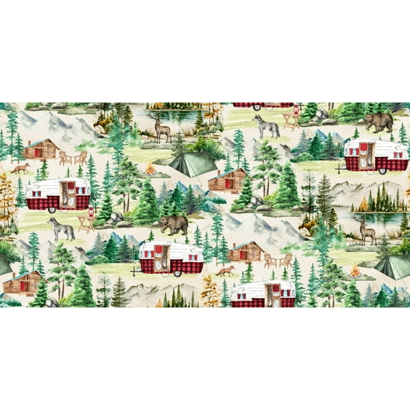 Fabric Editions 36" x 42" Cotton Outdoors 1 Yard Precut Sewing & Craft Fabric, Multi 3 Pieces