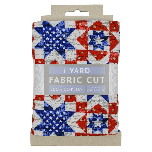 Fabric Editions 36" x 42" Cotton Patriotic Quilt 1 Yard Precut Sewing & Craft Fabric, White 1 Piece