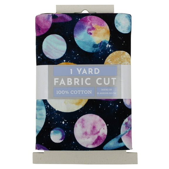 Fabric Editions 36" x 42" Cotton Planets 1 Yard Precut Sewing & Craft Fabric, Navy 1 Piece