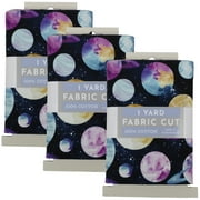 Fabric Editions 36" x 42" Cotton Planets 1 Yard Precut Sewing & Craft Fabric, Navy 3 Pieces