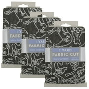 Fabric Editions 36x42" Cotton Modern Farmhouse 1 Yard Precut Sewing & Craft Fabric, Black 3 Pieces