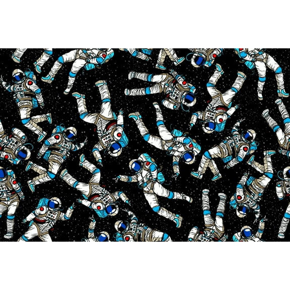 Fabric Editions 42" Cotton Astronaut half yard Precut Sewing & Craft Fabric 8 yard bolt, Black