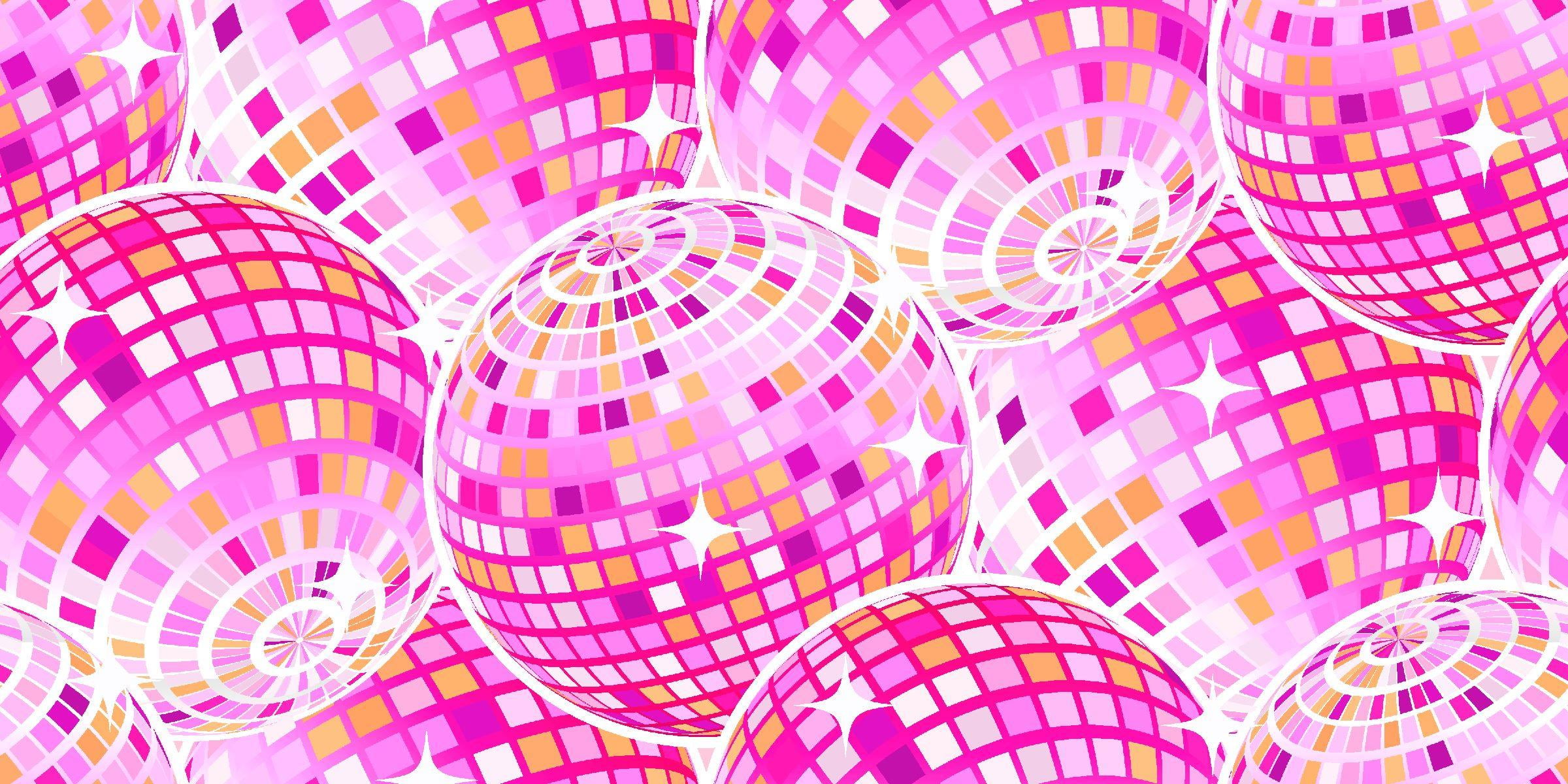 Fabric Editions 42" Cotton Disco Ball half yard Precut Sewing & Craft Fabric 8 yard bolt, Pink