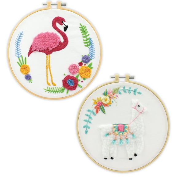 Fabric Editions Inc. Needle Creations 3D Stitch Kits Flamingo Llama, Multicolor 2 Pieces