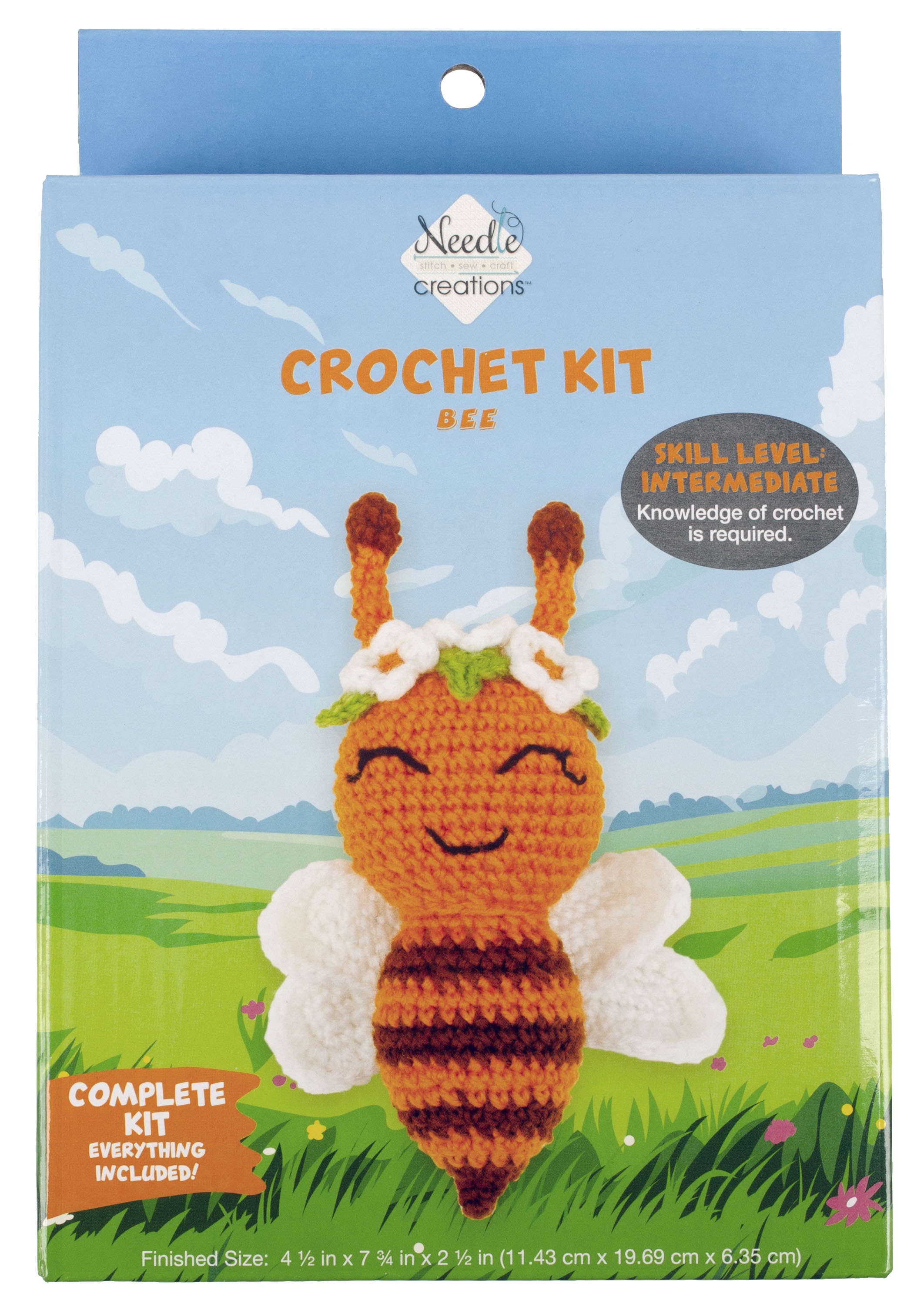 Needle Creations Crochet Kit Bee with Flowers, Yellow 1 Piece