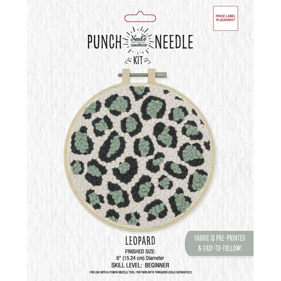 Fabric Editions Punch Needle Kit 6" Round-Leopard Print