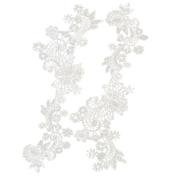 Fabric Embroidered Sewing Applique Flower Motif Decor White