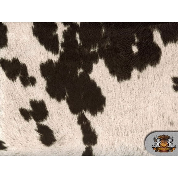 Fabric Empire 54" Suede Velvet Polyester Cow Print Sewing & Craft Fabric By The Yard, Charcoal Black