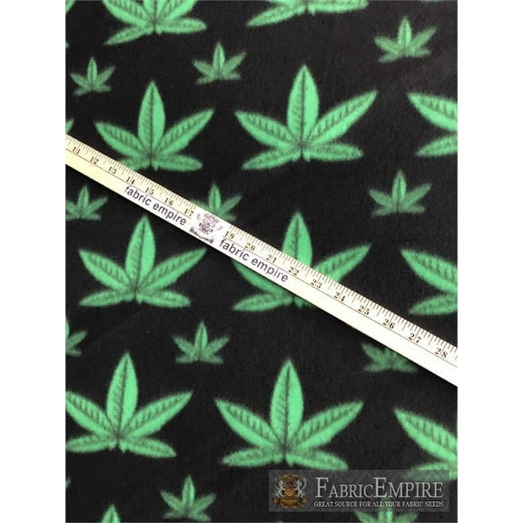 Fabric Empire 58" Polyester Anti-Pill Cannabis Fleece Sewing & Craft Fabric By The Yard, Black