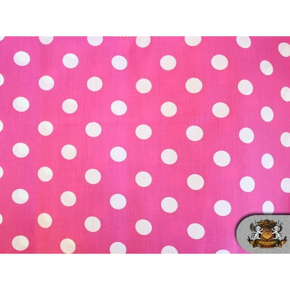 Fabric Empire 60" Poly Cotton Polka Dots Sewing & Craft Fabric By The Yard, White and Pink