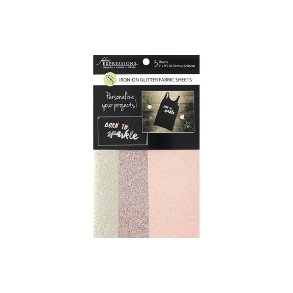 Fabric Expressions Iron-On Sheets Glitter Basic3pc