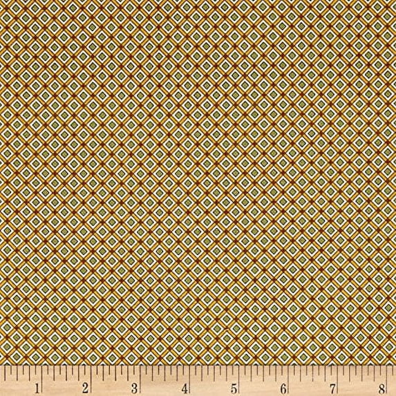 Fabric & Fabric Antiquities Stafford Diamond Plaid Gold Fabric by The Yard