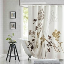 Fabric Floral Shower Curtain, Orange and Gray Weeping Flower Shower Curtains for Bathroom, Modern White Bathroom Curtains, 72" W x 72" H